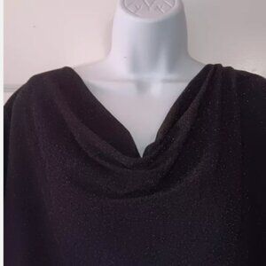 Jacquelin Smith Black‎ Sparkle Short Sleeve womens XL Blouse NWT Polyester D5